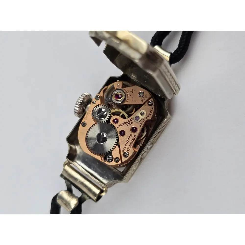 Altair 14k white gold ladies mechanical watch Jos. Boillat 17j Wind-Up Working
